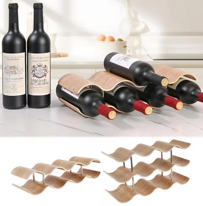 Houten Wijnrek 2/3-Laags – Golvend Design Flessenopslag, Huis en Inrichting, Woonaccessoires | Wijnrekken, Nieuw, Verzenden
