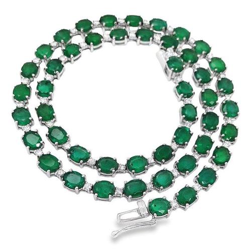 Halsketting - 18 karaat Witgoud - 31.19ct. tw. Smaragd -, Sieraden, Tassen en Uiterlijk, Kettingen
