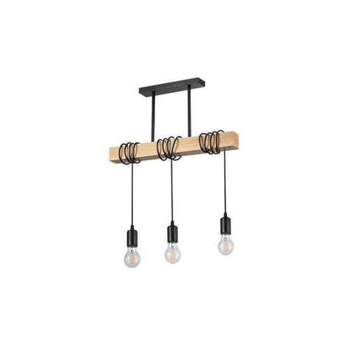 Landelijke Hanglamp Hout | 50CM | 3 x E27 fitting | Zwart, Huis en Inrichting, Lampen | Hanglampen, 75 cm of meer, Nieuw, Hout