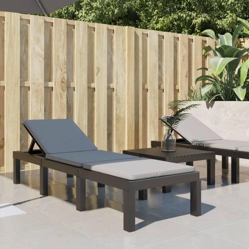 vidaXL Ligbed met kussens PP antracietkleurig, Tuin en Terras, Tuinsets en Loungesets, Nieuw, Verzenden