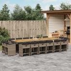 vidaXL 17-delige Tuinset met kussens poly rattan grijs, 6 zitplaatsen, Nieuw, Tuinset, Verzenden