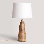 ACTIE: Tafellamp houten voet en witte stoffen kap Rio FOIR, Huis en Inrichting, Lampen | Tafellampen, Nieuw, Verzenden