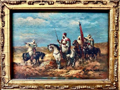 Scuola inglese (XIX) - Soldati arabi a cavallo - NO RESERVE, Antiek en Kunst, Kunst | Schilderijen | Klassiek