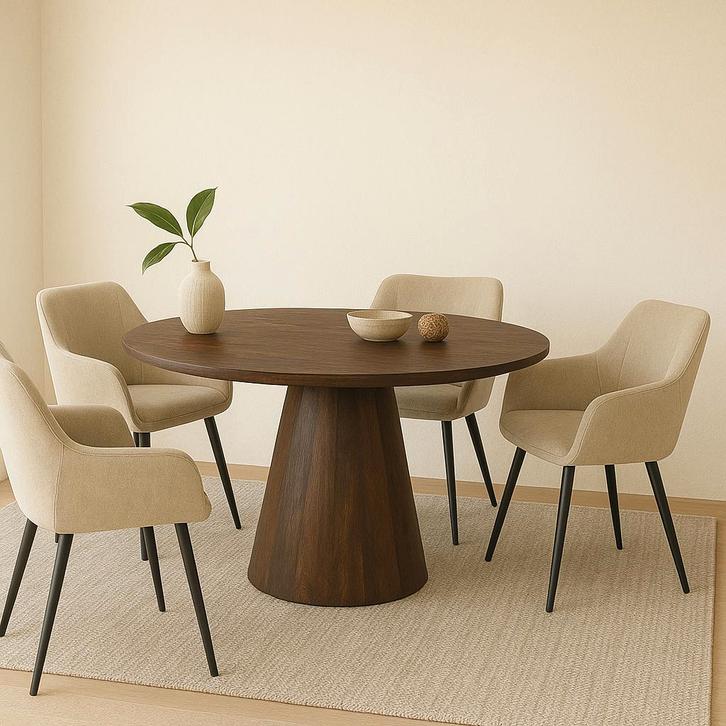 Mangohouten eettafel Mick rond bruin 130cm, Huis en Inrichting, Tafels | Eettafels, Nieuw, Overige houtsoorten, Rond, Verzenden