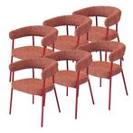 Eetkamerstoel set van 6 Huk 78x57x56 cm rood [en.casa], Verzenden, Nieuw