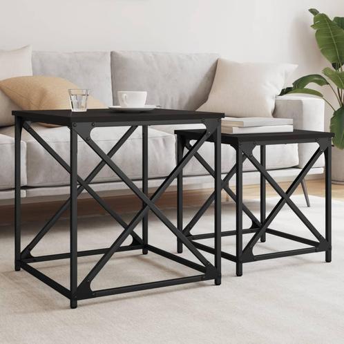 vidaXL 2-delige Tafeltjesset bewerkt hout zwart, Huis en Inrichting, Tafels | Salontafels, Nieuw, Overige houtsoorten, Verzenden
