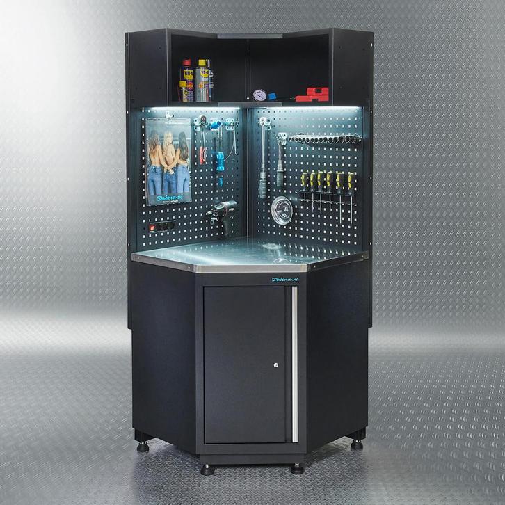 Datona Werkplaatsinrichting PREMIUM hoekwerkbank met RVS, Doe-het-zelf en Verbouw, Werkbanken, Nieuw, Ophalen of Verzenden
