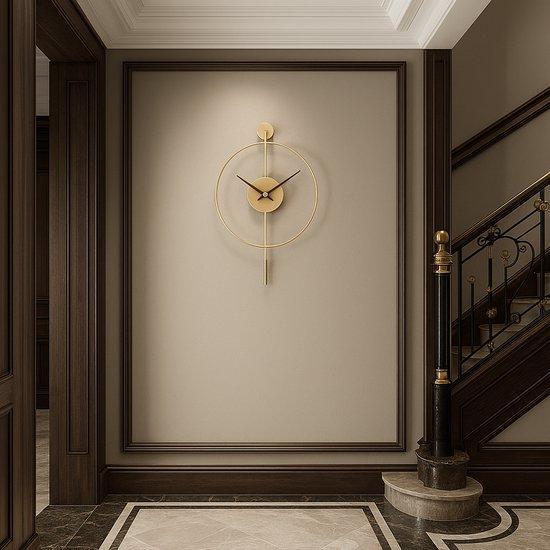 Zeckhome Aurora Royale Goud – Luxe Wandklok 60 cm – Walnooth, Huis en Inrichting, Woonaccessoires | Klokken, Analoog, Wandklok
