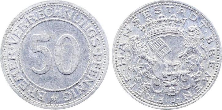 50 Pfennig Duitsland 50 Bremer Verrechnungspfennig ss Jn..., Postzegels en Munten, Munten | Nederland, Verzenden