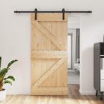 vidaXL Schuifdeur met beslag 95x210 cm massief grenenhout, Doe-het-zelf en Verbouw, Deuren en Horren, Verzenden, Nieuw