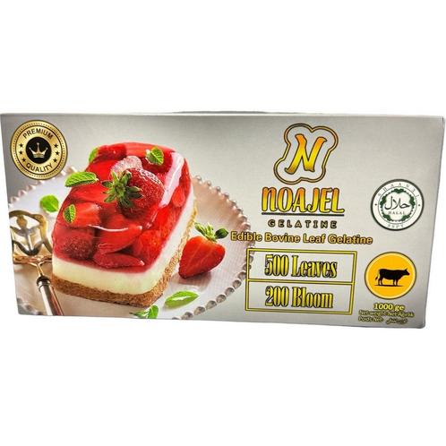 Noajel Halal Runder Bladgelatine Goud 200 Bloom 1kg (500st), Hobby en Vrije tijd, Taarten en Cupcakes maken, Nieuw, Verzenden
