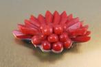 Bloedkoraal - Metaal - Broche - Art Deco geslepen koraal
