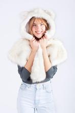 Poncho Cape Witte Wolf Hood Muts Bontjas Oortjes Bont Spirit, Nieuw, Ophalen of Verzenden