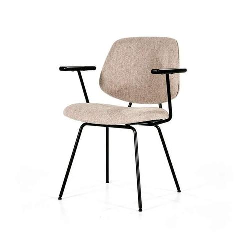 Armstoel Lynn - Beige Fletcher - 95572 - eetkamerstoelen, Huis en Inrichting, Stoelen, Nieuw, Stof