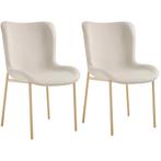 Gestoffeerde stoel Tessa - Fluweel beige/goud, Set van 2, Huis en Inrichting, Stoelen, Verzenden, Nieuw