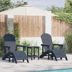 vidaXL Tuin Lounge Meubels 3 pcs Marineblauw 38 x 38 x 46cm, Tuin en Terras, Tuinstoelen, Verzenden, Nieuw, Kunststof