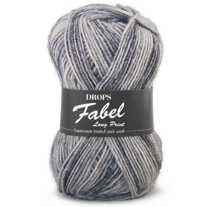 DROPS Fabel Long Print - 602 silver fox - Wol Garen, Hobby en Vrije tijd, Breien en Haken, Ophalen of Verzenden