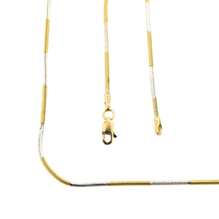Bicolor gouden slangen schakel ketting | 45 cm (hanger), Sieraden, Tassen en Uiterlijk, Kettingen, Overige kleuren, Gebruikt, Goud