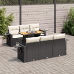 vidaXL 7-delige Loungeset met kussens poly rattan zwart, Verzenden, Nieuw, Rotan, Loungeset