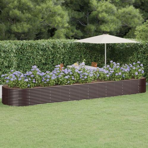 vidaXL Plantenbak 584x140x68 cm gepoedercoat staal bruin, Tuin en Terras, Bloembakken en Plantenbakken, 100 cm of meer, Nieuw