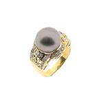 Exclusief 18 Krt. Gouden ring met Tahiti parel en diamant..., 18 tot 19, Gebruikt, Overige kleuren, Ophalen of Verzenden