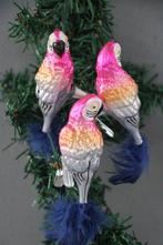 Papegaai, roze, zilver en blauwe staartveren 3 stuks -, Diversen, Nieuw