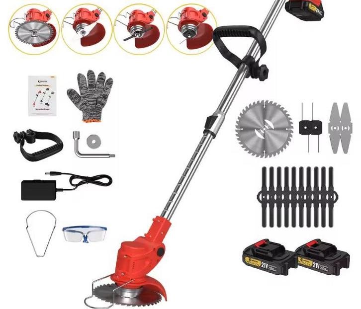 24V Draadloze Telescopische Trimmer Metalen Messen, 2 Accus, Tuin en Terras, Grasmaaiers, Nieuw, Verzenden