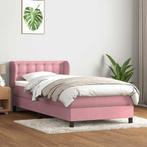 vidaXL Boxspring met matras fluweel roze 100x220 cm, Huis en Inrichting, Slaapkamer | Bedden, Verzenden, Nieuw, Eenpersoons, Stof