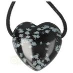 Sneeuwvlok Obsidiaan doorboorde hart hanger ± 3 cm Nr 17, Nieuw, Verzenden