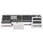 vidaXL 7-delige Loungeset met kussens massief grenenhout wit, Tuin en Terras, Verzenden, Nieuw, Loungeset