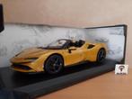 Ferrari SF90 Stradale Hybrid Spider 2020 Goud Metall - 1:18, Nieuw, Auto, Bburago