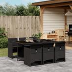 vidaXL 7-delige Tuinset met kussens poly rattan zwart, 6 zitplaatsen, Nieuw, Tuinset, Verzenden