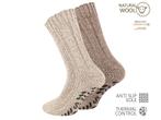 2 paar Noorse wollen sokken met antislip - Beige/Bruin, Nieuw, Verzenden