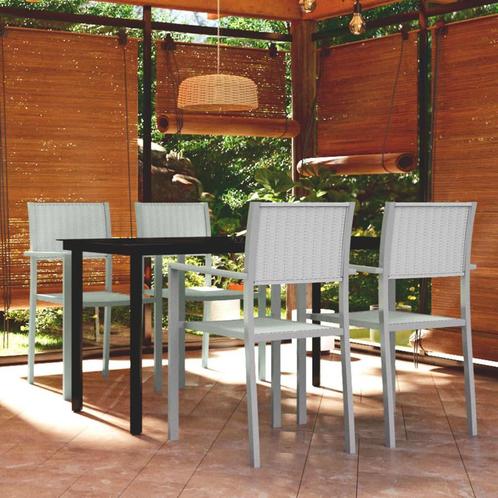 vidaXL 5-delige Tuinset wit, Tuin en Terras, Tuinsets en Loungesets, Tuinset, Nieuw, 4 zitplaatsen, Textileen, Verzenden
