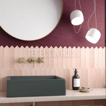 Wandtegel hexagon lanse roze 5x25 wandtegel tegeloutlet beschikbaar voor biedingen