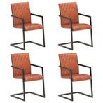 vidaXL Eetkamerstoelen 4 st echt leer bruin, Verzenden, Nieuw, Bruin