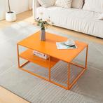 Salontafel Solund met plank 45x90x60 cm oranje [en.casa], Huis en Inrichting, Tafels | Salontafels, Verzenden, Nieuw