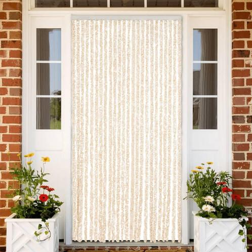 vidaXL Vliegengordijn 100x220 cm chenille beige en wit, Huis en Inrichting, Stoffering | Gordijnen en Lamellen, Beige, Nieuw, Verzenden