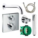 Badkraanset Hansgrohe Ecostat Vierkant met Handdouche Chroom, Ophalen of Verzenden, Nieuw, Chroom, Kraan