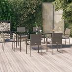 vidaXL 7-delige Tuinset met kussens poly rattan zwart en, Tuin en Terras, Tuinsets en Loungesets, 6 zitplaatsen, Nieuw, Tuinset