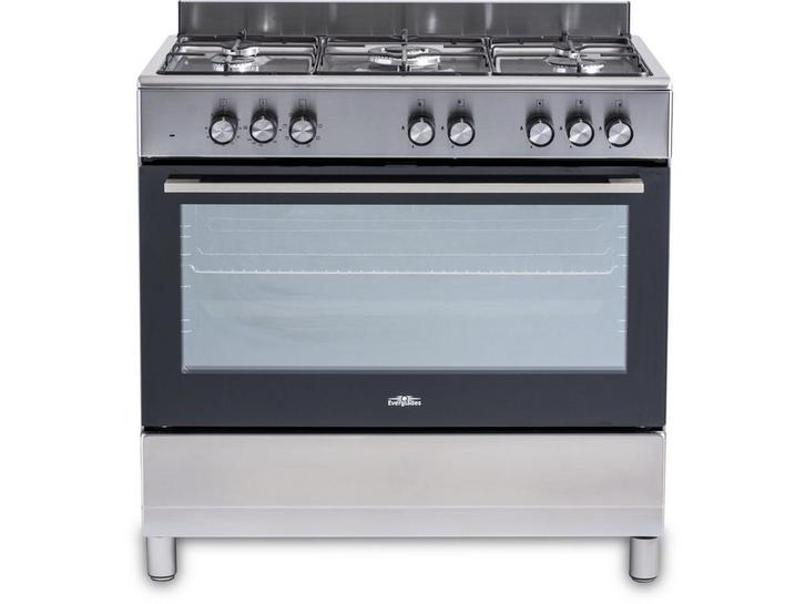 Everglades EVCK9011 - Gasfornuis - RVS - 90CM - 96 Liter - 6, Witgoed en Apparatuur, Fornuizen, Zo goed als nieuw, Verzenden