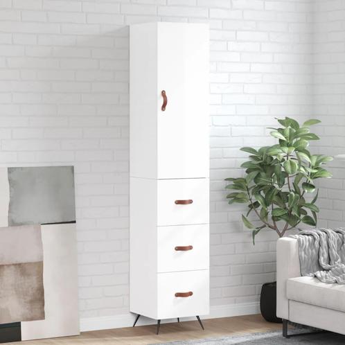 vidaXL buffetkast 34,5x34x180 cm bewerkt hout hoogglans wit, Huis en Inrichting, Kasten | Buffetkasten, 25 tot 50 cm, Nieuw, Overige houtsoorten