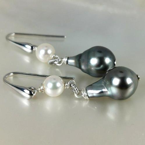 Oorbellen Zilver Parel - Parel - Akoya Tahiti Ø10,2x16mm, Sieraden, Tassen en Uiterlijk, Oorbellen