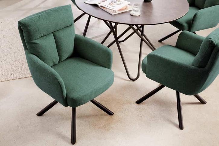 Draaibare retro stoel BIG GEORGE groen met armleuningen en, Huis en Inrichting, Stoelen, Ophalen of Verzenden