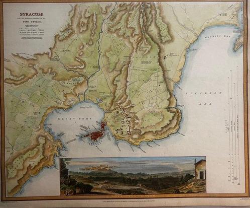 Italië - Sicilië / Syracuse; Sduk - Siracusa - 1821-1850, Boeken, Atlassen en Landkaarten