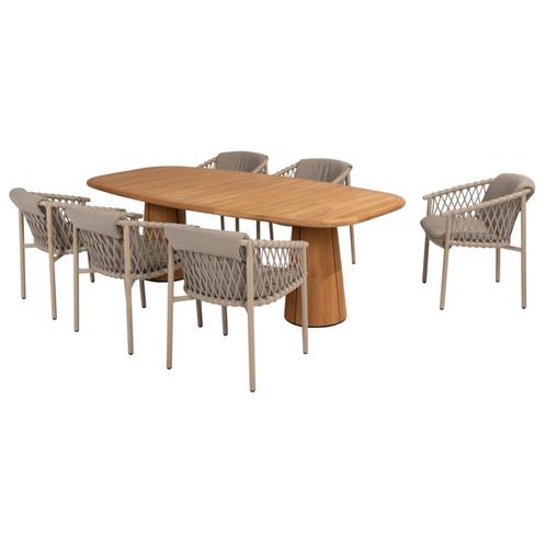 Capri Allora dining tuinset 240x110xH75 cm 7 delig teak, Tuin en Terras, Tuinsets en Loungesets, Nieuw, Ophalen of Verzenden