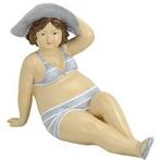 Beeld dikke dame 14 cm in grijs/witte bikini - Beeldjes, Verzamelen, Beelden en Beeldjes, Nieuw, Ophalen of Verzenden