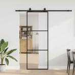 vidaXL Schuifdeur met beslagset 76x205 cm ESG glas zwart, Doe-het-zelf en Verbouw, Deuren en Horren, Verzenden, Nieuw