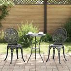 vidaXL Tuin Bistro Set 3 pcs Zwart Aluminium, Verzenden, Nieuw, Aluminium