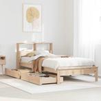 vidaXL Bed met boekenkast zonder matras massief grenenhout, 100 cm, Eenpersoons, Bruin, Verzenden